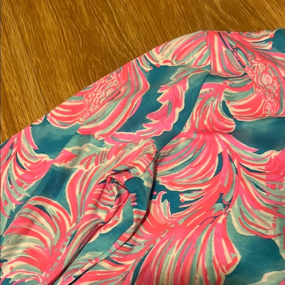 Lilly Pulitzer Pink and Blue Sheath Dress with Raglan Sleeves Charley dress SZ L - Picture 4 of 5